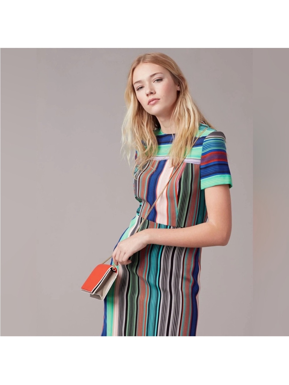 Diane Von Furstenberg (DVF)Short-Sleeve Tailored mini dress| multi-colored|